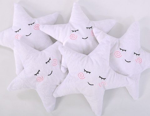 Poduszka przytulanka z minky Little STAR z grzechotką- biała