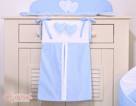 Przybornik- Torba na pampersy- Wiszące Serduszka kropki na błękicie Przybornik- Torba na pampersy- Wiszące Serduszka kropki na błękicie