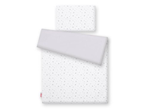 Dwustronna pościel dla dzieci 2-częściowa bawełniana - mini gwiazdki szare na białym tle/szary Dwustronna pościel dla dzieci 2-częściowa bawełniana - mini gwiazdki szare na białym tle/szary