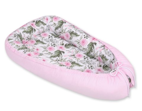 Kokon niemowlęcy dwustronny kojec otulacz Premium MY SWEET BABY- peonie różowe/różowy Kokon niemowlęcy dwustronny kojec otulacz Premium MY SWEET BABY- peonie różowe/różowy