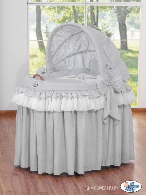 Kosz Mojżesza wiklinowy ze składaną budką- Little Prince Princess szary Kosz Mojżesza wiklinowy ze składaną budką- Little Prince Princess szary