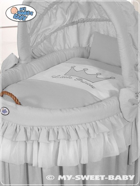 Kosz Mojżesza wiklinowy ze składaną budką- Little Prince Princess szary Kosz Mojżesza wiklinowy ze składaną budką- Little Prince Princess szary