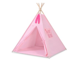 Namiot TIPI dla dzieci +mata + zawieszki pióra - różowy