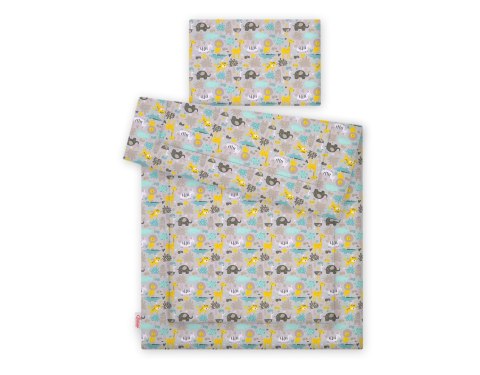 Komplet pościeli dla dzieci z wypełnieniem 120x90cm - zwierzątka szaro-miętowe Komplet pościeli dla dzieci z wypełnieniem 120x90cm - zwierzątka szaro-miętowe
