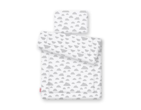 Komplet pościeli dla niemowląt z wypełnieniem 2-cz 75x100cm NEWBORN - chmurki szare Komplet pościeli dla niemowląt z wypełnieniem 2-cz 75x100cm NEWBORN - chmurki szare
