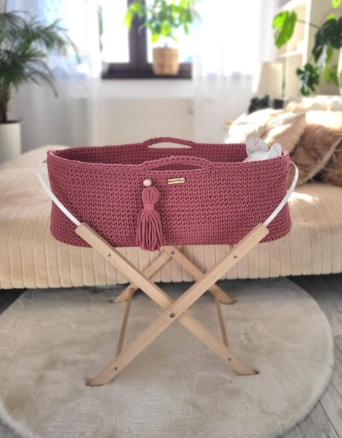 Kosz Mojżesza BOHO bawełniany Handmade z materacykiem - blossom