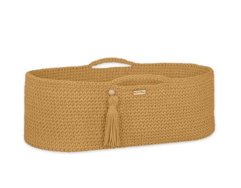 Kosz Mojżesza BOHO bawełniany Handmade z materacykiem - musztardowy