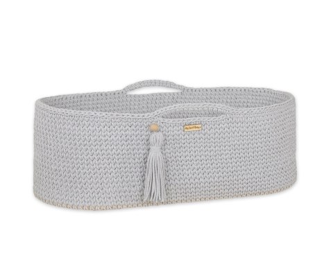 Kosz Mojżesza BOHO bawełniany Handmade z materacykiem - szary
