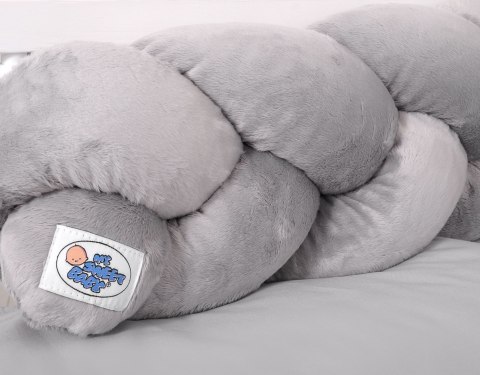 Ochraniacz warkocz pleciony MINKY do łóżeczka 180cm - szary Ochraniacz warkocz pleciony MINKY do łóżeczka 180cm - szary