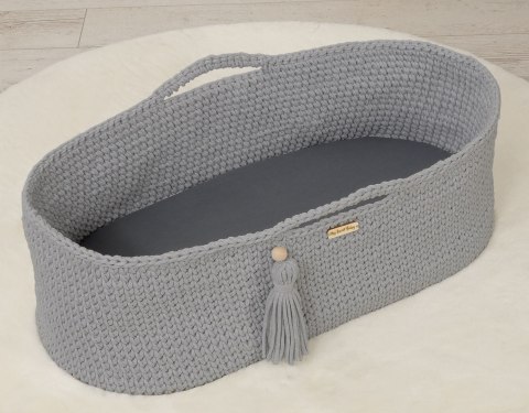 Prześcieradło bawełniane do kosza Mojżesza Boho wózka gondoli 75x35 cm - antracyt Prześcieradło bawełniane do kosza Mojżesza Boho wózka gondoli 75x35 cm - antracyt