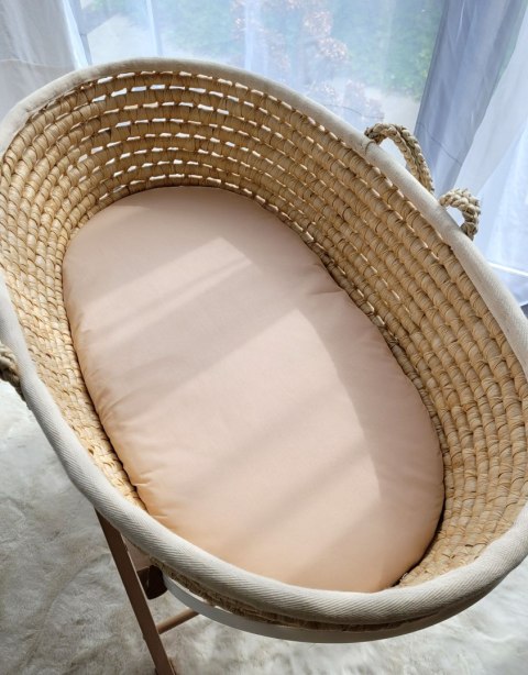 Prześcieradło bawełniane do kosza Mojżesza Boho wózka gondoli 75x35 cm - beżowe Prześcieradło bawełniane do kosza Mojżesza Boho wózka gondoli 75x35 cm - beżowe