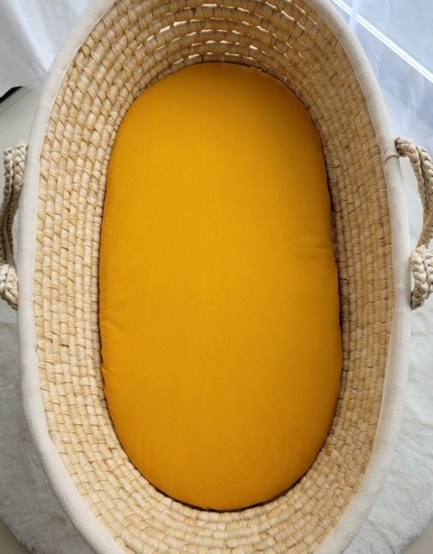 Prześcieradło bawełniane do kosza Mojżesza Boho wózka gondoli 75x35 cm - musztardowe Prześcieradło bawełniane do kosza Mojżesza Boho wózka gondoli 75x35 cm - musztardowe