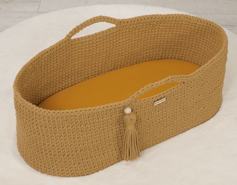 Prześcieradło bawełniane do kosza Mojżesza Boho wózka gondoli 75x35 cm - musztardowe Prześcieradło bawełniane do kosza Mojżesza Boho wózka gondoli 75x35 cm - musztardowe