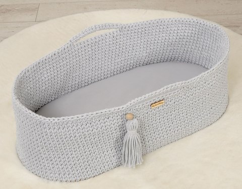 Prześcieradło bawełniane do kosza Mojżesza Boho wózka gondoli 75x35 cm - szare