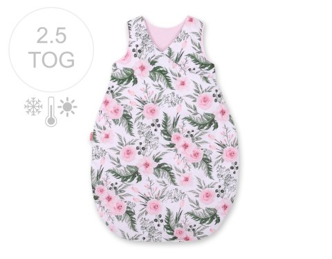 Śpiworek niemowlęcy całoroczny ocieplany 75 cm- peonie różowe Śpiworek niemowlęcy całoroczny ocieplany 75 cm- peonie różowe