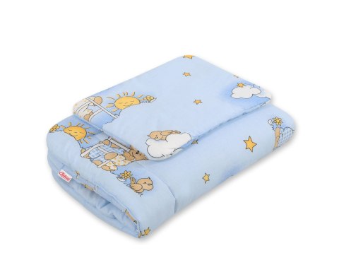 Komplet pościeli dla niemowląt z wypełnieniem 2-cz 75x100cm NEWBORN - misie na drabinkach niebieskie Komplet pościeli dla niemowląt z wypełnieniem 2-cz 75x100cm NEWBORN - misie na drabinkach niebieskie