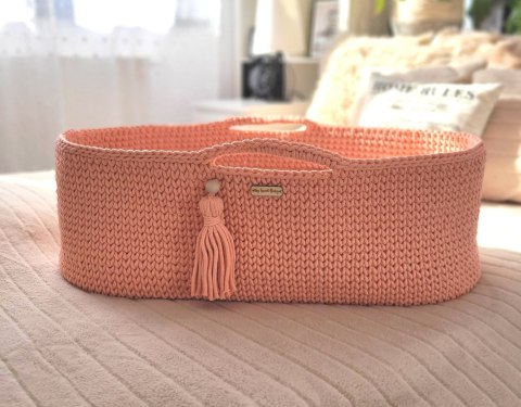 Kosz Mojżesza BOHO Handmade ze stojakiem - łososiowy Kosz Mojżesza BOHO Handmade ze stojakiem - łososiowy