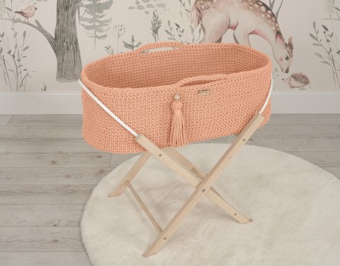Kosz Mojżesza BOHO Handmade ze stojakiem - łososiowy Kosz Mojżesza BOHO Handmade ze stojakiem - łososiowy