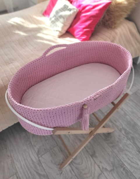 Kosz Mojżesza BOHO Handmade ze stojakiem - różowy