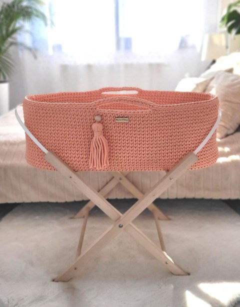 Kosz Mojżesza BOHO bawełniany Handmade z materacykiem - brzoskwiniowy