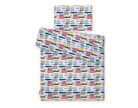 Komplet pościeli dla dzieci z wypełnieniem 135x100 cm - kolorowe autka Komplet pościeli dla dzieci z wypełnieniem 135x100 cm - kolorowe autka