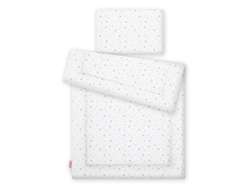 Komplet pościeli dla dzieci z wypełnieniem 135x100 cm - mini gwiazdki szare na białym tle Komplet pościeli dla dzieci z wypełnieniem 135x100 cm - mini gwiazdki szare na białym tle