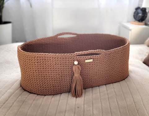 Kosz Mojżesza BOHO Handmade ze stojakiem - caramel