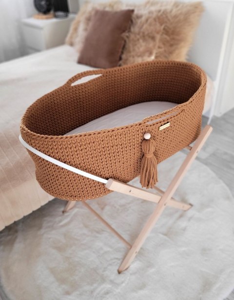Kosz Mojżesza BOHO bawełniany Handmade z materacykiem - caramel