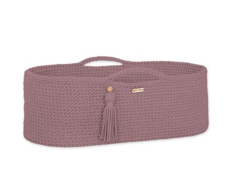 Kosz Mojżesza BOHO bawełniany Handmade z materacykiem - mauve