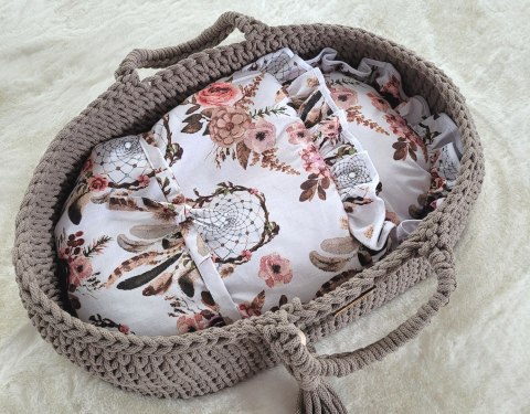 Kosz Mojżesza BOHO bawełniany- nosidełko dla lalek - mocca Kosz Mojżesza BOHO bawełniany- nosidełko dla lalek - mocca