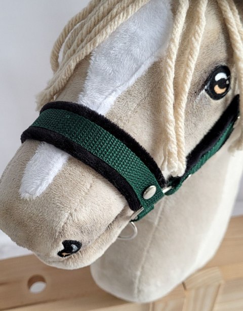 Kantar regulowany dla konia Hobby Horse A3 butelkowa zieleń z czarnym futerkiem Kantar regulowany dla konia Hobby Horse A3 butelkowa zieleń z czarnym futerkiem