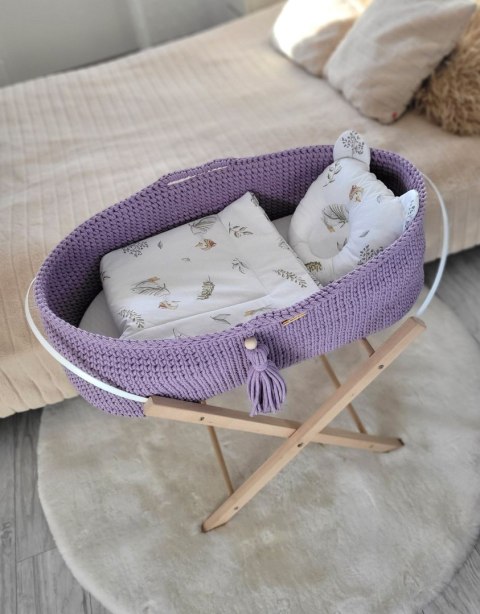 Kosz Mojżesza BOHO bawełniany Handmade z materacykiem - lila