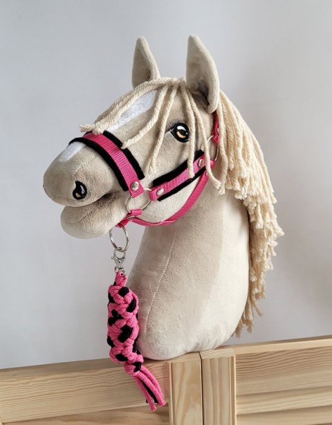 Uwiąz dla Hobby Horse ze sznurka - czarno-ciemnoróżowy Uwiąz dla Hobby Horse ze sznurka - czarno-ciemnoróżowy