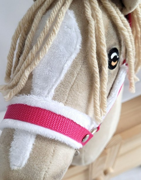 Zestaw do Hobby Horse: kantar A3 z białym futerkiem + uwiąz ze sznurka - biało-ciemnoróżowy Zestaw do Hobby Horse: kantar A3 z białym futerkiem + uwiąz ze sznurka - biało-ciemnoróżowy