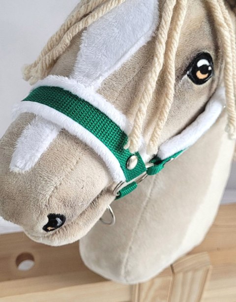 Zestaw do Hobby Horse: kantar A3 z białym futerkiem + uwiąz ze sznurka - biało-zielony Zestaw do Hobby Horse: kantar A3 z białym futerkiem + uwiąz ze sznurka - biało-zielony