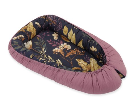 Kokon niemowlęcy dwustronny kojec otulacz Premium BOBONO- floristic granat/ róż retro Kokon niemowlęcy dwustronny kojec otulacz Premium BOBONO- floristic granat/ róż retro