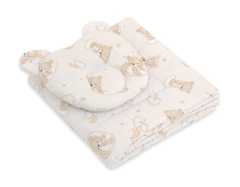 Kołderka z wypełnieniem i poduszka profilowana Miś - zestaw 2cz. - Rainbow beige bear Kołderka z wypełnieniem i poduszka profilowana Miś - zestaw 2cz. - Rainbow beige bear