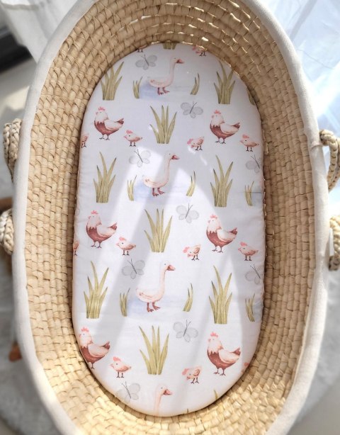 Prześcieradło bawełniane do kosza Mojżesza Boho wózka gondoli 75x35 cm - In the country Prześcieradło bawełniane do kosza Mojżesza Boho wózka gondoli 75x35 cm - In the country