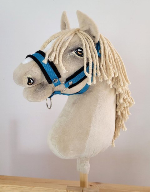 Zestaw do Hobby Horse: kantar A3 z czarnym futerkiem + uwiąz ze sznurka - czarno-turkusowy Zestaw do Hobby Horse: kantar A3 z czarnym futerkiem + uwiąz ze sznurka - czarno-turkusowy