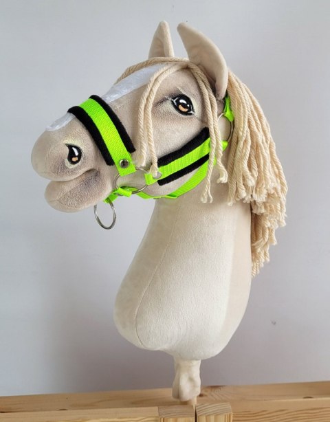Zestaw do Hobby Horse: kantar A3 z czarnym futerkiem + uwiąz ze sznurka - neon-green/ czarny Zestaw do Hobby Horse: kantar A3 z czarnym futerkiem + uwiąz ze sznurka - neon-green/ czarny