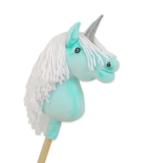 Hobby Horse Jednorożec na kiju mały miętowy z białą grzywą i srebrnym rogiem