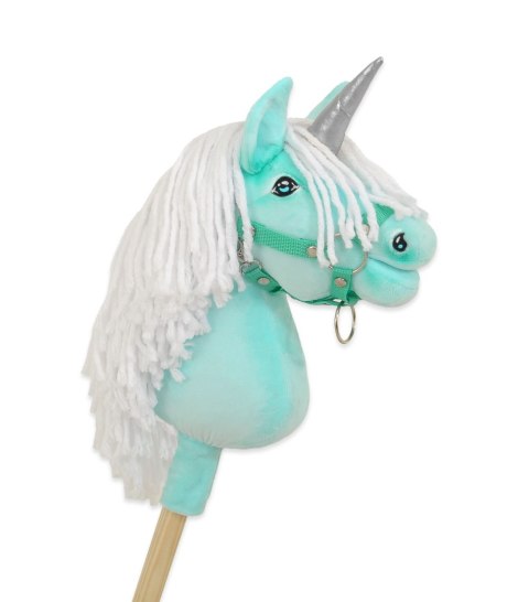 Hobby Horse Jednorożec na kiju mały miętowy z białą grzywą i srebrnym rogiem