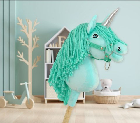 Hobby Horse Jednorożec na kiju mały miętowy z miętową grzywą i srebrnym rogiem