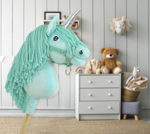 Hobby Horse Jednorożec na kiju mały miętowy z miętową grzywą i srebrnym rogiem