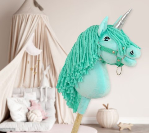 Hobby Horse Jednorożec na kiju mały miętowy z miętową grzywą i srebrnym rogiem