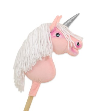 Hobby Horse Jednorożec na kiju mały różowy z białą grzywą i srebrnym rogiem