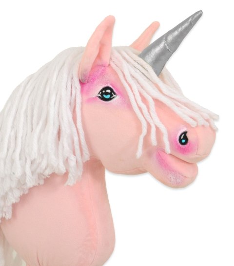 Hobby Horse Jednorożec na kiju mały różowy z białą grzywą i srebrnym rogiem