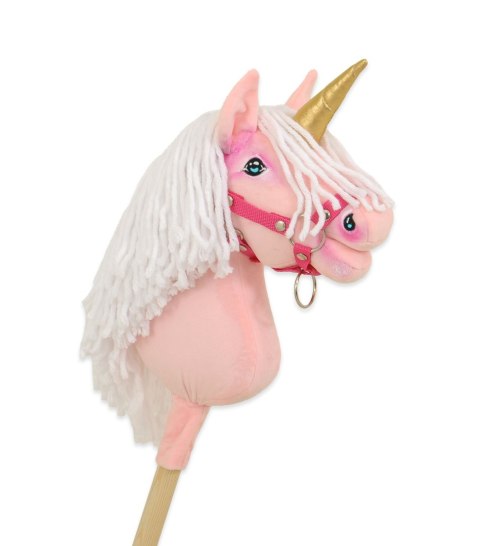 Hobby Horse Jednorożec na kiju mały różowy z białą grzywą i złotym rogiem