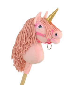 Hobby Horse Jednorożec na kiju mały różowy z różową grzywą i złotym rogiem