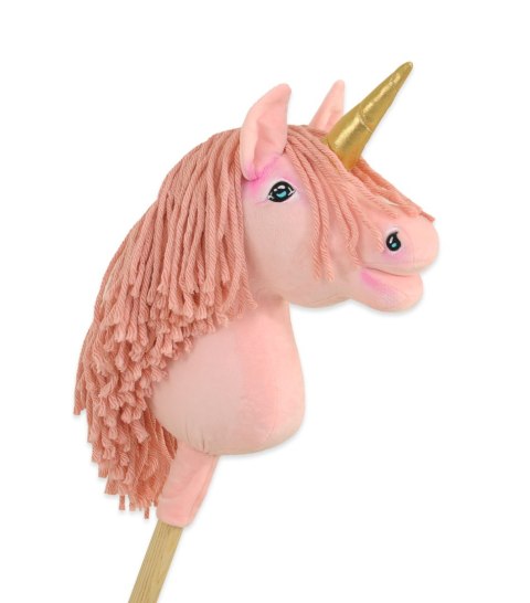 Hobby Horse Jednorożec na kiju mały różowy z różową grzywą i złotym rogiem